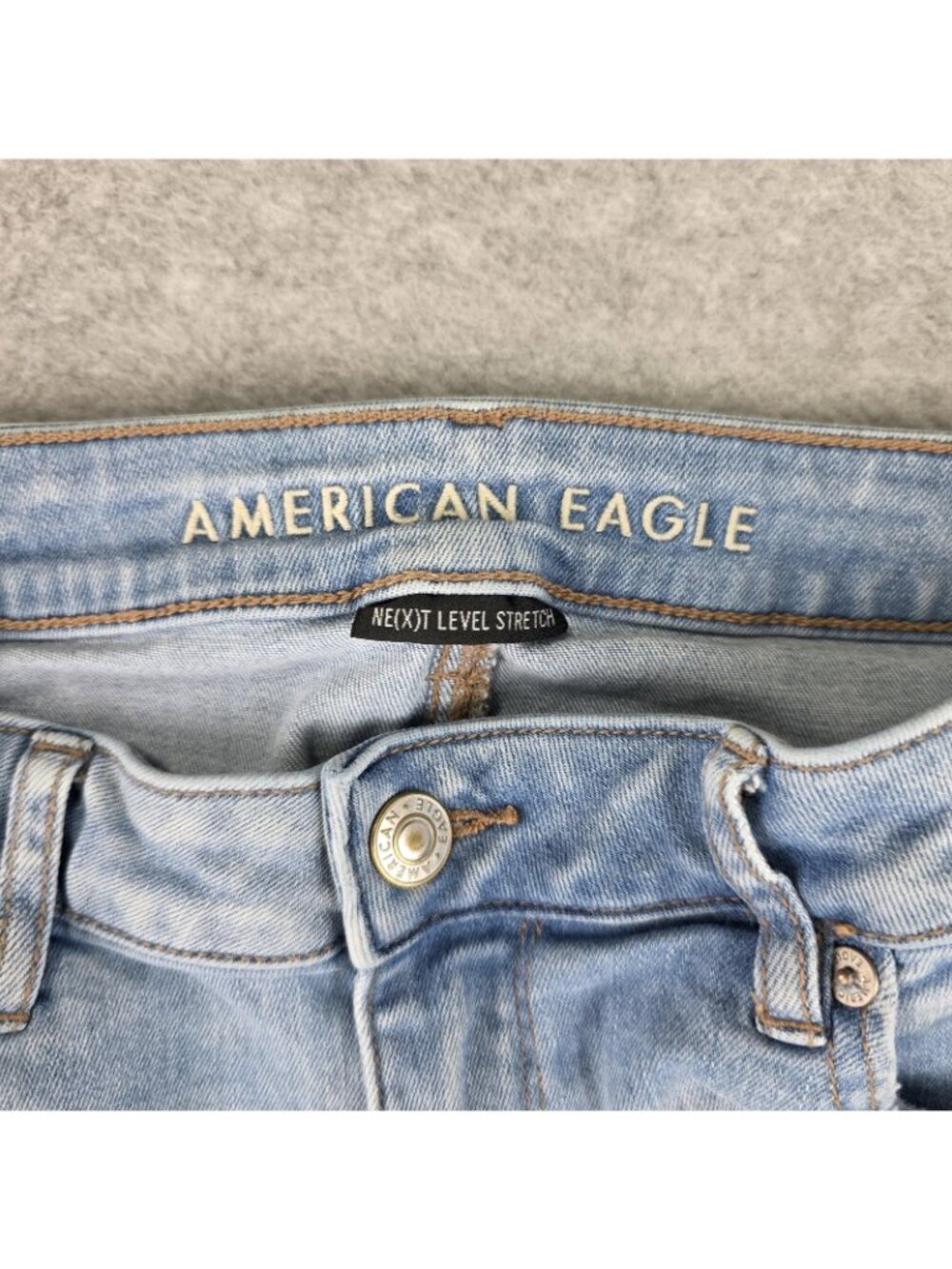American Eagle Jeans Womens 8 Blue Low Rise Flare Distressed Stretch Denim - Picture 3 of 11